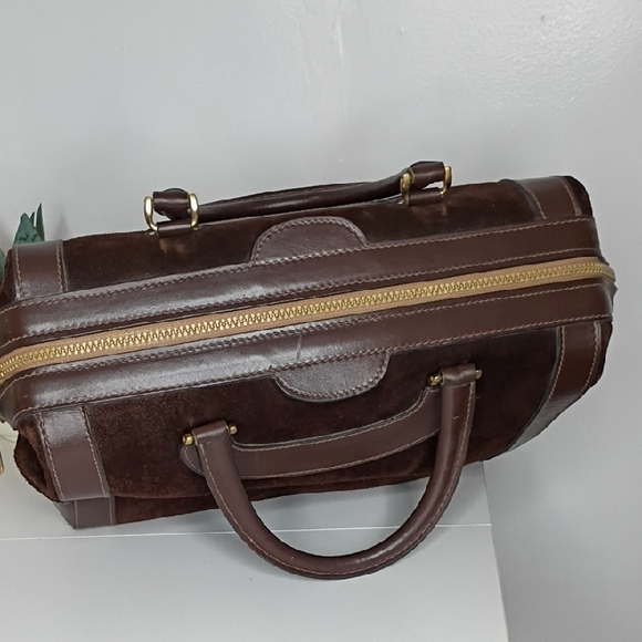 Vintage Gucci Brown Suede Boston Bag with Leather Trim – Gorgeous Condition 60s - Picture 12 of 17
